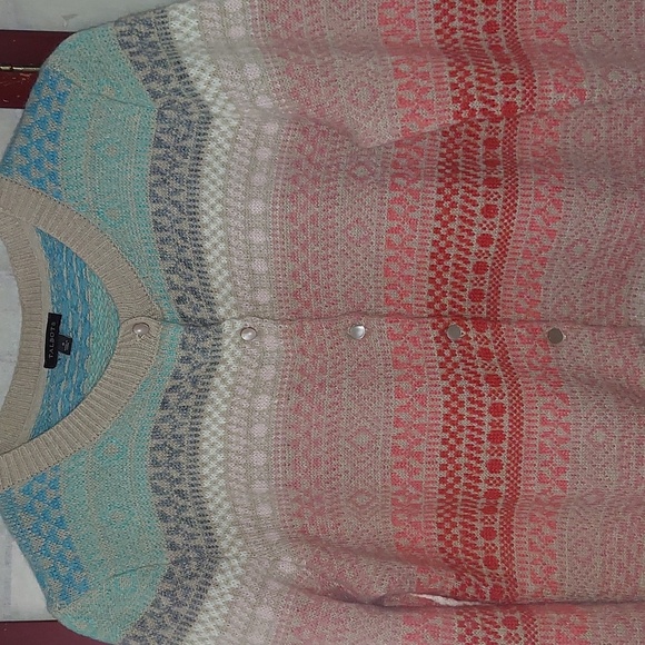 Talbots Fair Isle Knit Cardigan Sweater Lambswool Blend Sz S - Picture 2 of 10